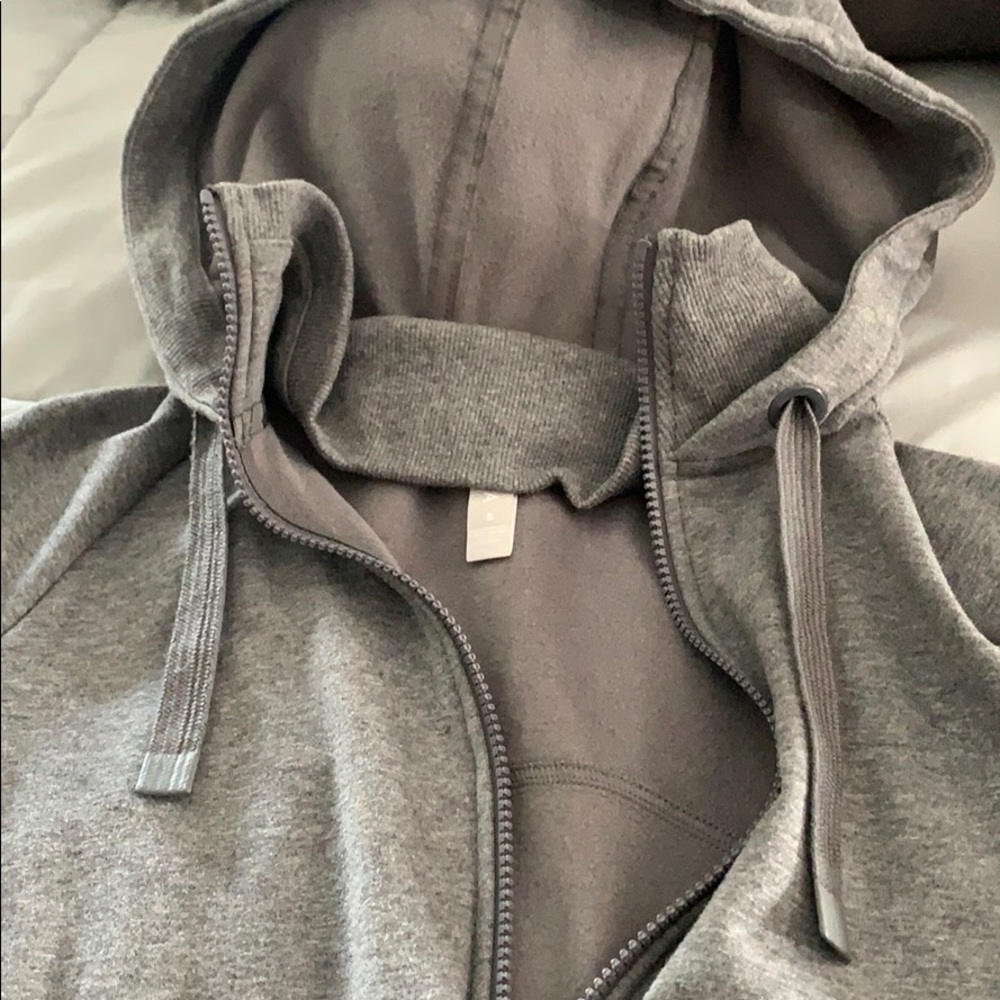 Athleta gray zipper hoodie w/ thumb holes sz S